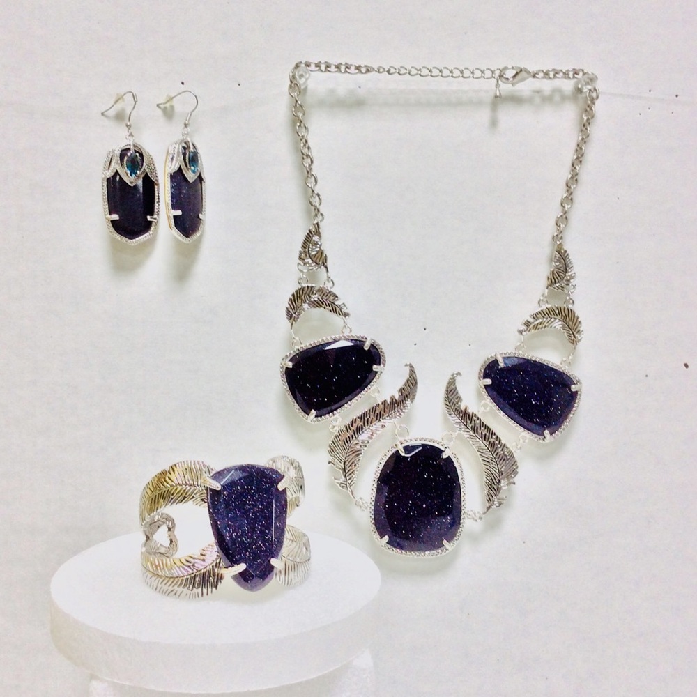 Elegant Silver and Purple Jewelry Set